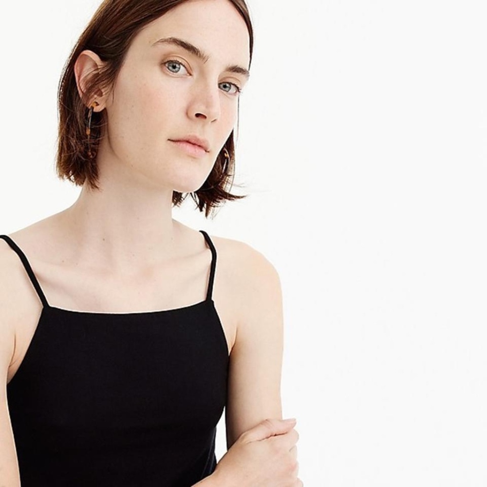Black - Stretch Spaghetti-strap Tank Top/Cami